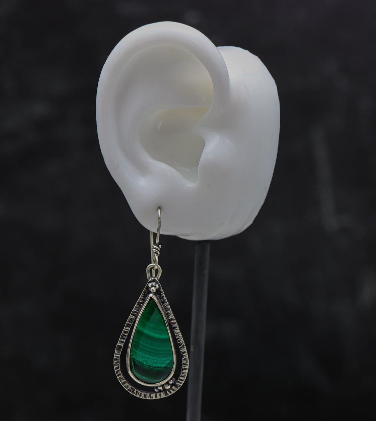 Malachite Dangle Earrings Sterling Silver