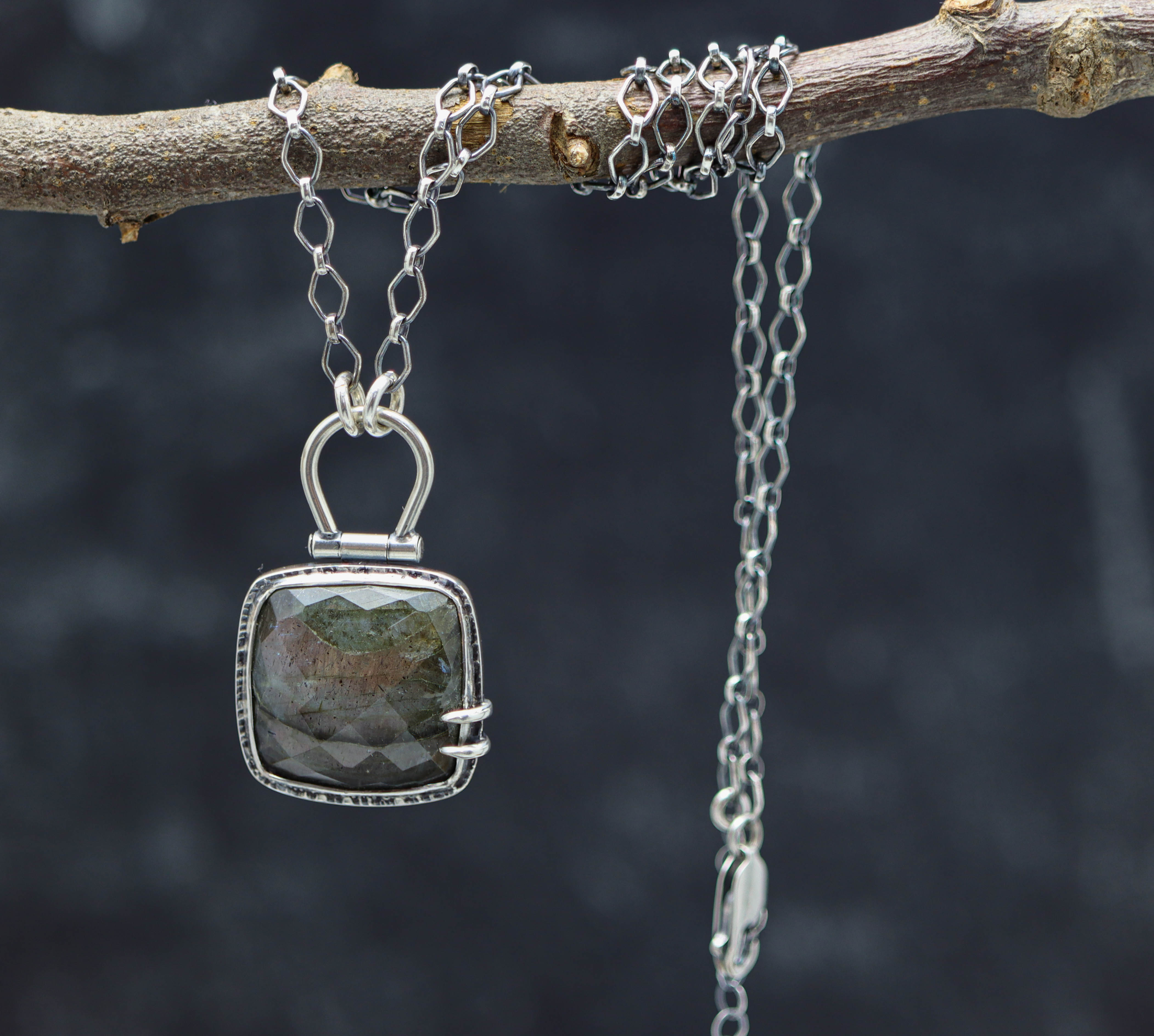 Flashy Labradorite Pendant Sterling Silver One Of a Kind Gemstone Necklace