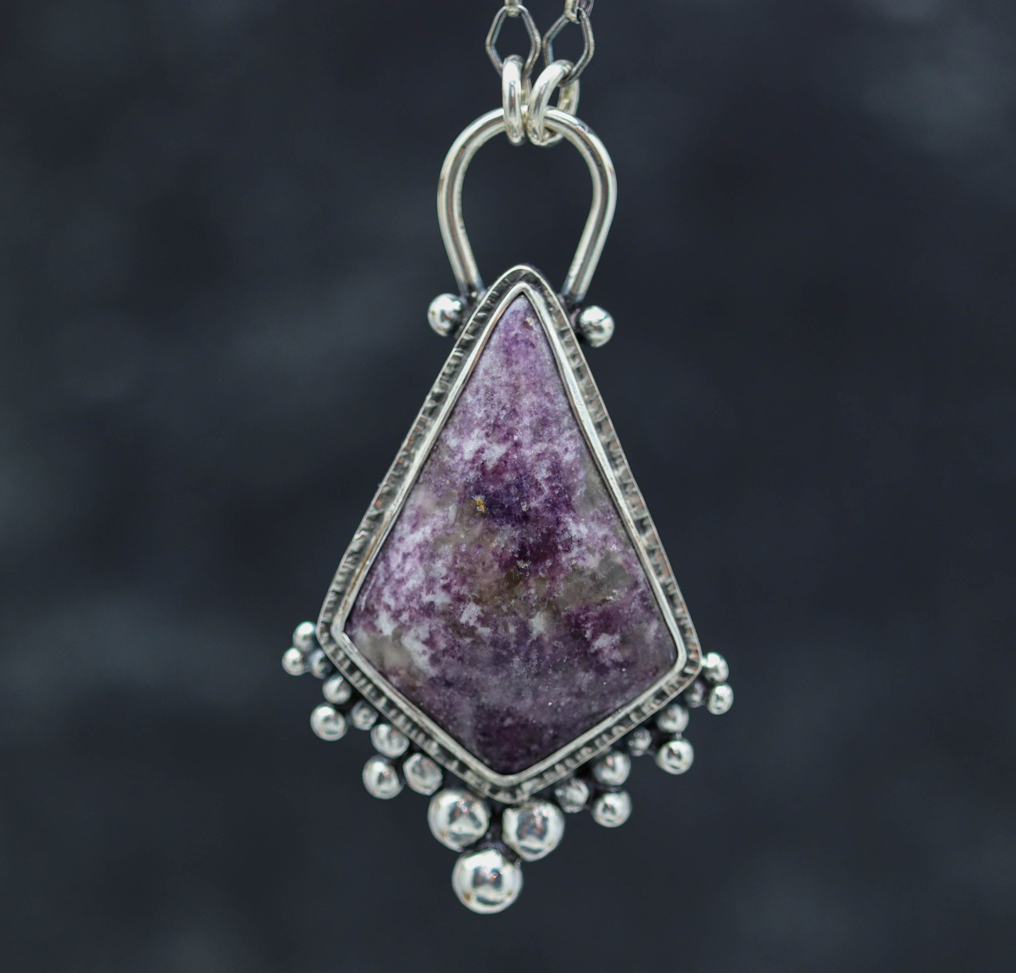 Purple Lepidolite Pendant Sterling Silver One Of a Kind Gemstone Necklace