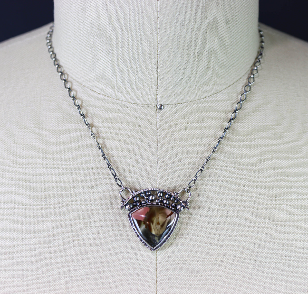 Brecciated Polychrome Jasper Pendant Necklace in Sterling Silver