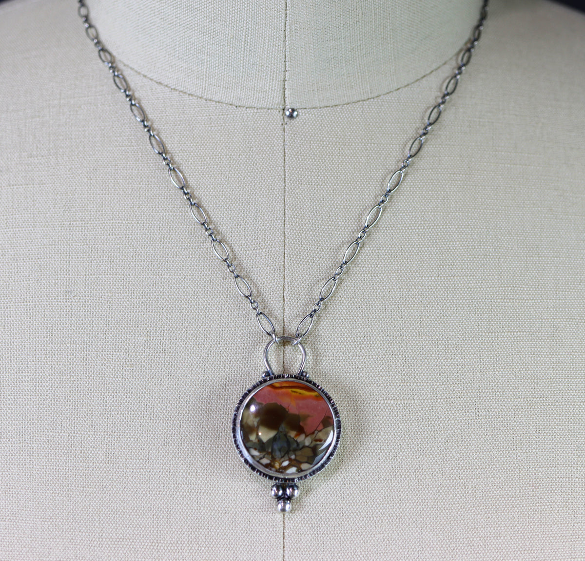 Brecciated Polychrome Jasper Pendant Necklace in Sterling Silver