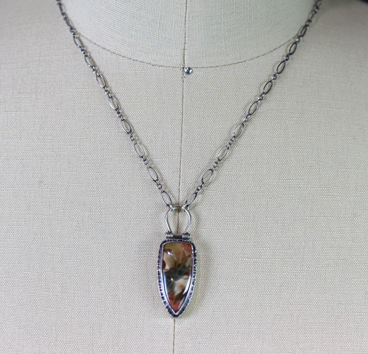 Brecciated Polychrome Jasper Pendant Necklace in Sterling Silver