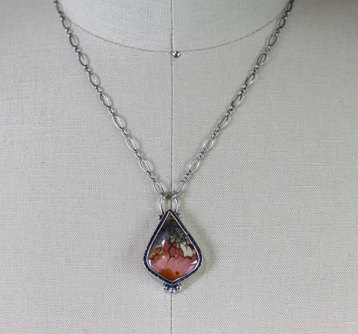 Brecciated Polychrome Jasper Pendant Necklace in Sterling Silver