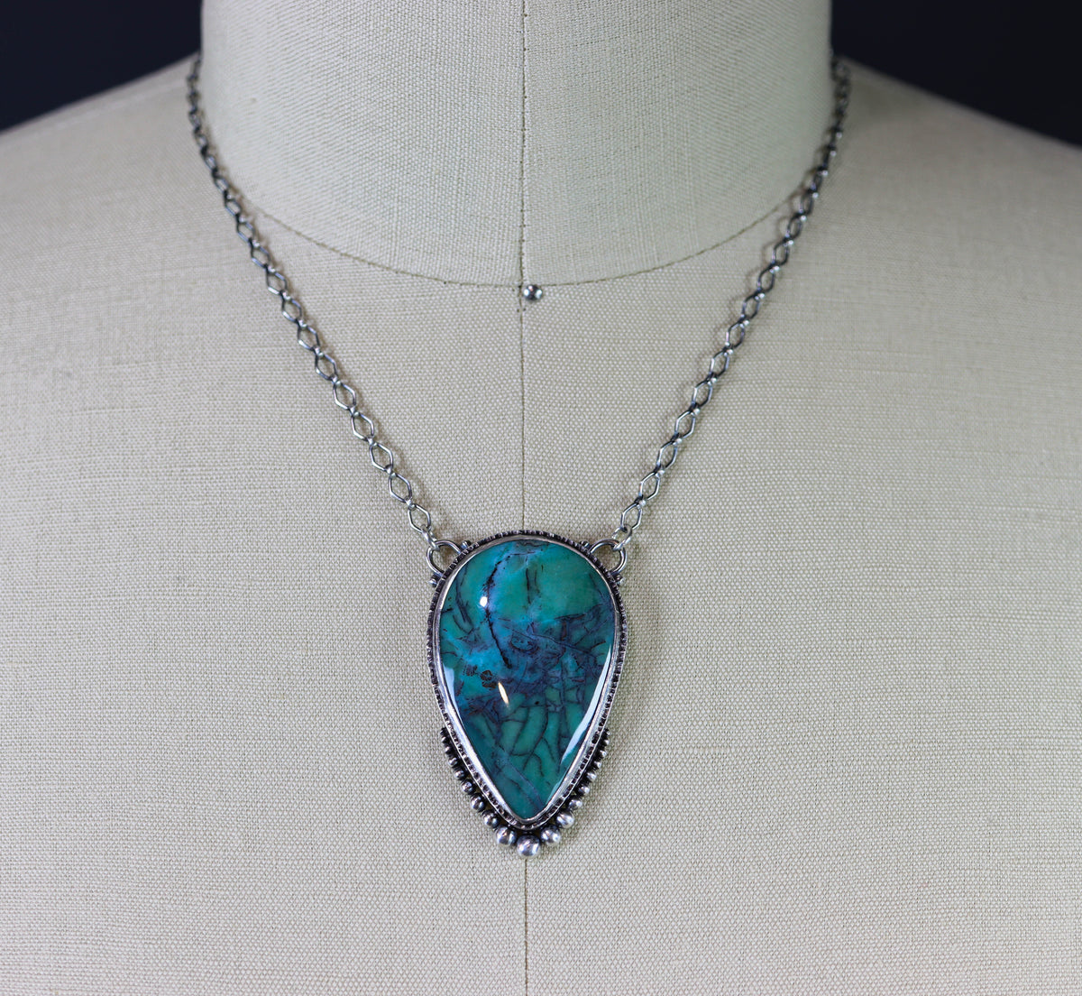 Obi Island Opalized Petrified Wood Statement Pendant Necklace in Sterling Silver