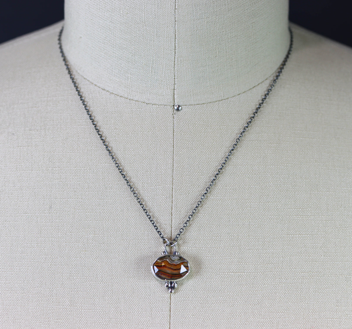 Laguna Agate Petite Pendant Necklace in Sterling Silver