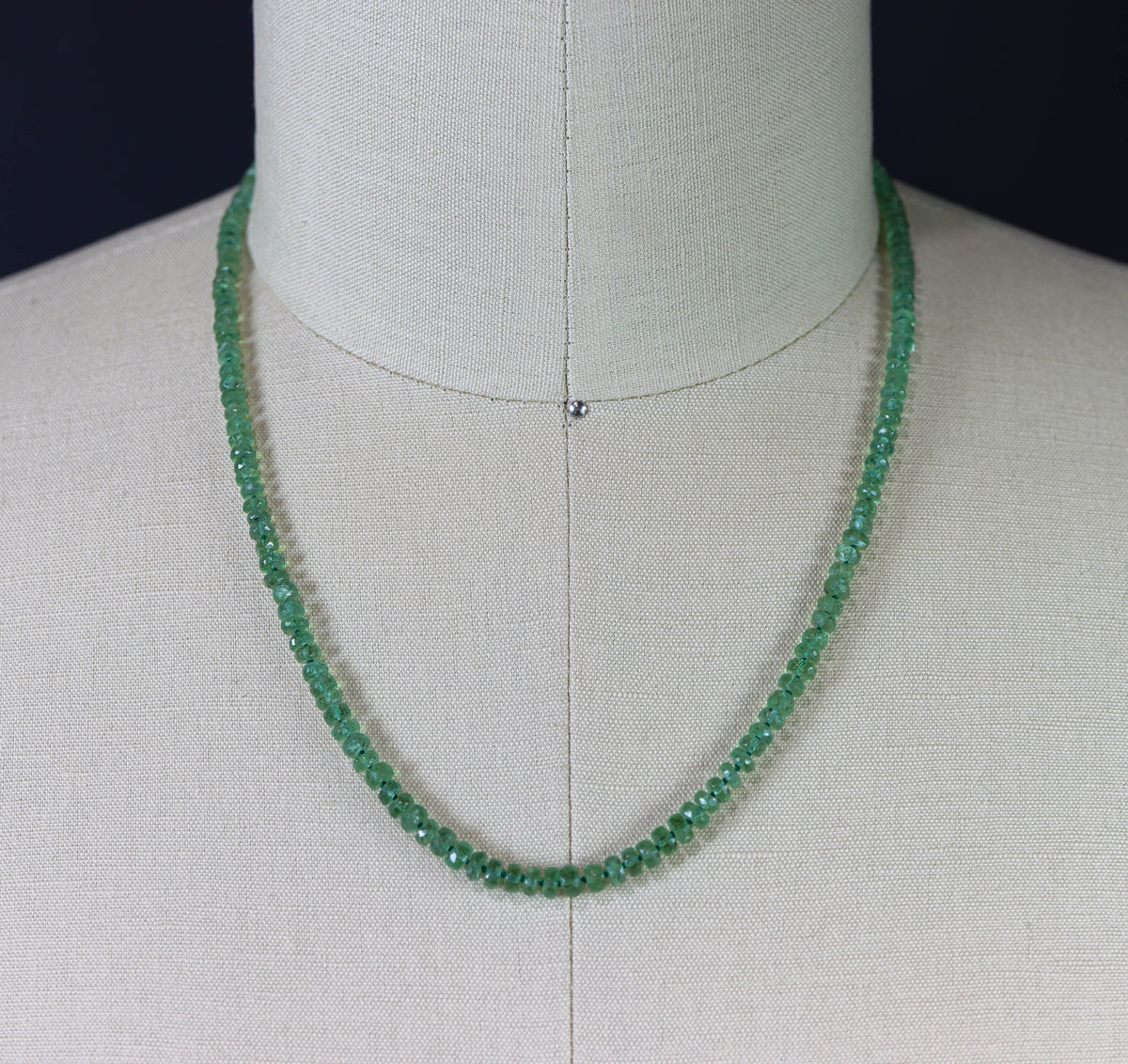 Green Kyanite Hand-Knotted Strand Necklace in Sterling Silver