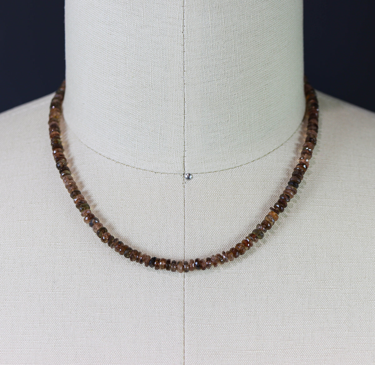Brown Andalusite Hand-Knotted Strand Necklace in Sterling Silver