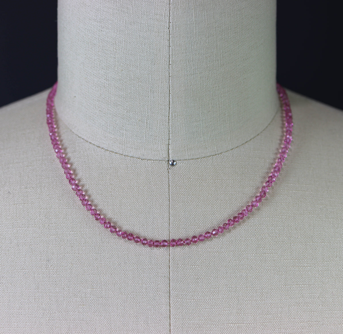 Pink Quartz Hand Knotted Bead Necklace Sterling Silver
