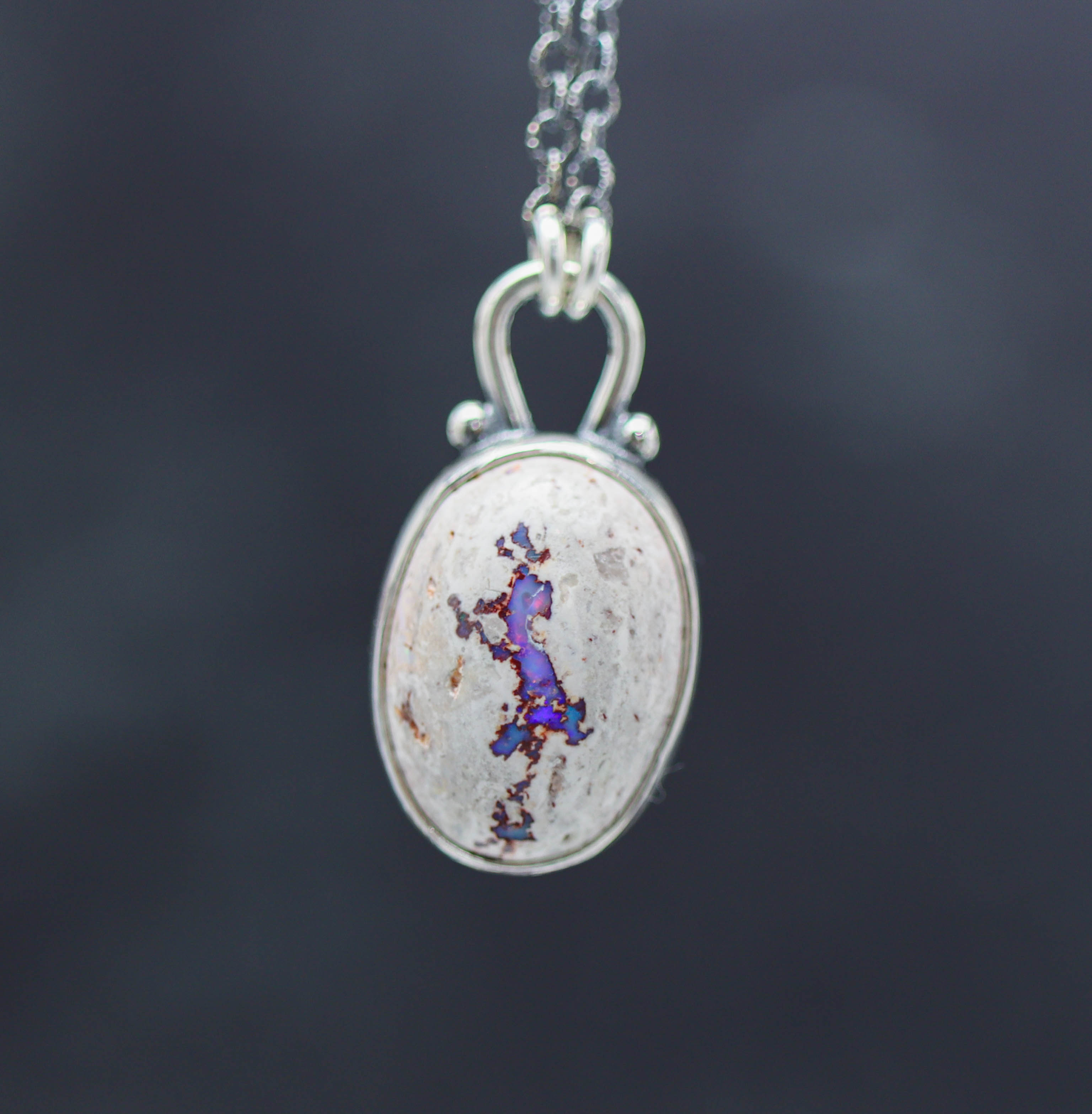 Mexican Fire Opal Petite Pendant Necklace in Sterling Silver