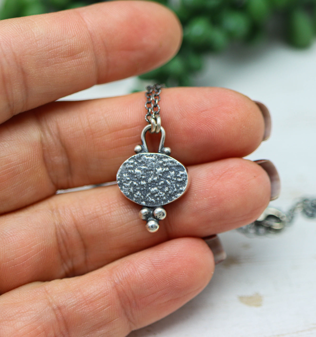 Ethiopian Black Opal Pendant Necklace in Sterling Silver