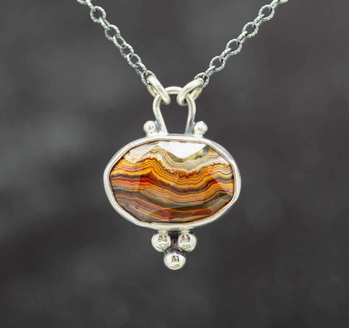 Laguna Agate Petite Pendant Necklace in Sterling Silver