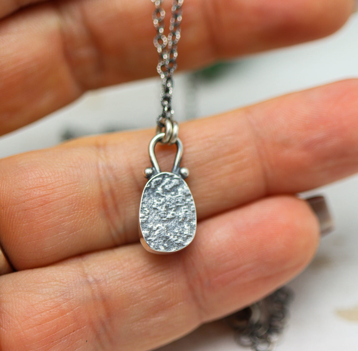 Blue Flash Ethiopian Black Opal Pendant Necklace in Sterling Silver
