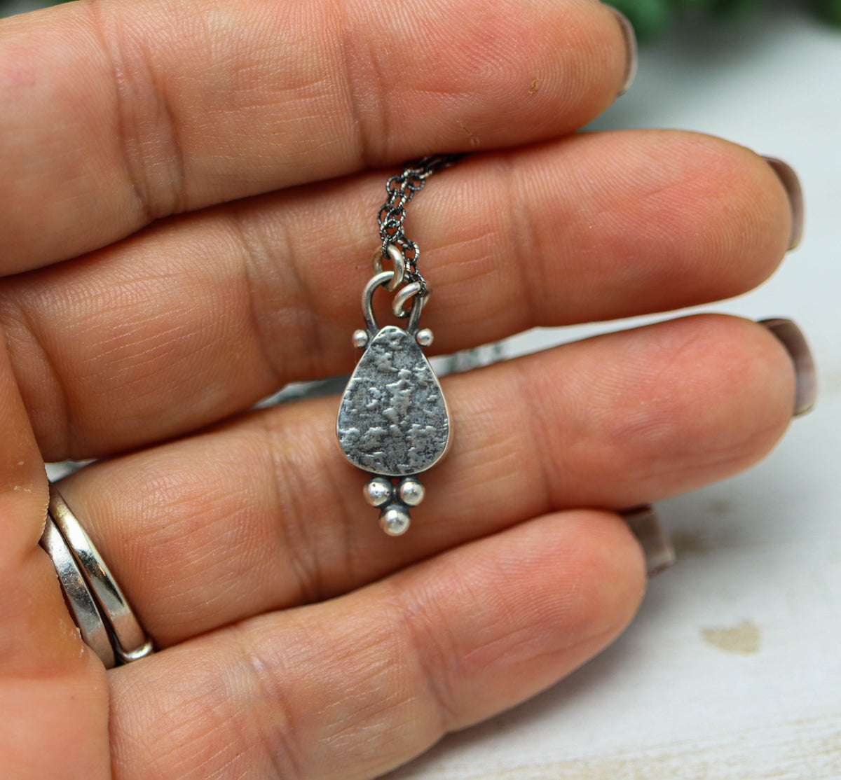Ethiopian Black Opal Pendant Necklace in Sterling Silver