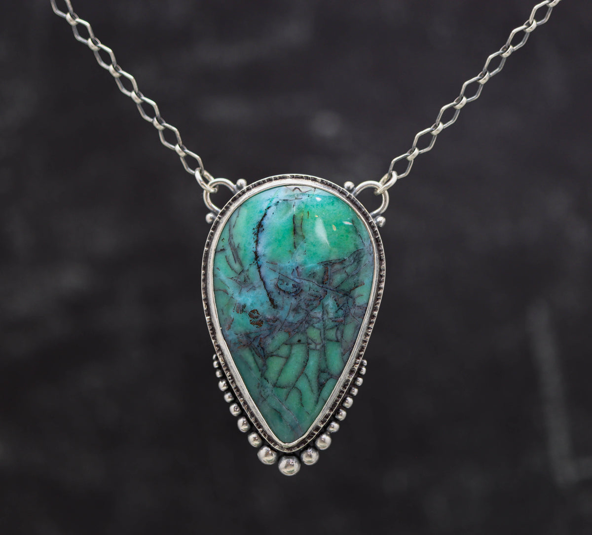 Obi Island Opalized Petrified Wood Statement Pendant Necklace in Sterling Silver