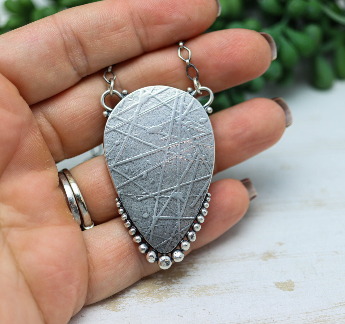 Obi Island Opalized Petrified Wood Statement Pendant Necklace in Sterling Silver