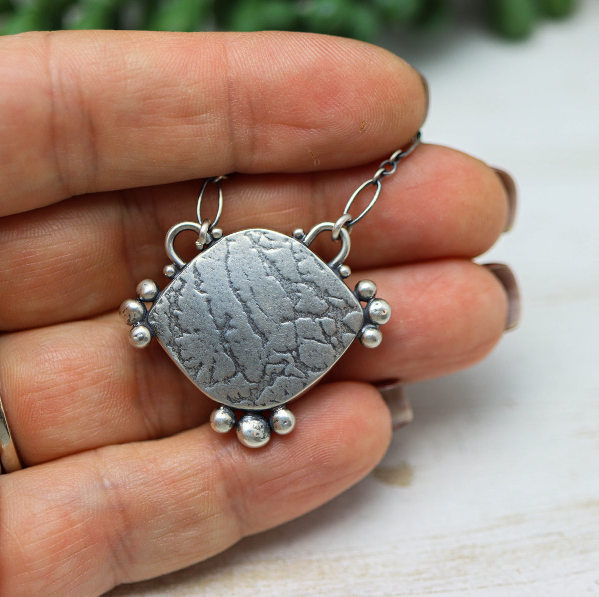 Brecciated Polychrome Jasper Pendant Necklace in Sterling Silver