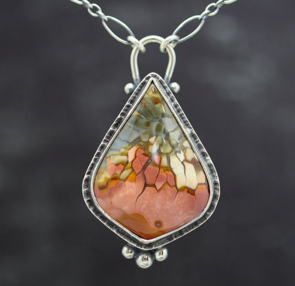 Brecciated Polychrome Jasper Pendant Necklace in Sterling Silver