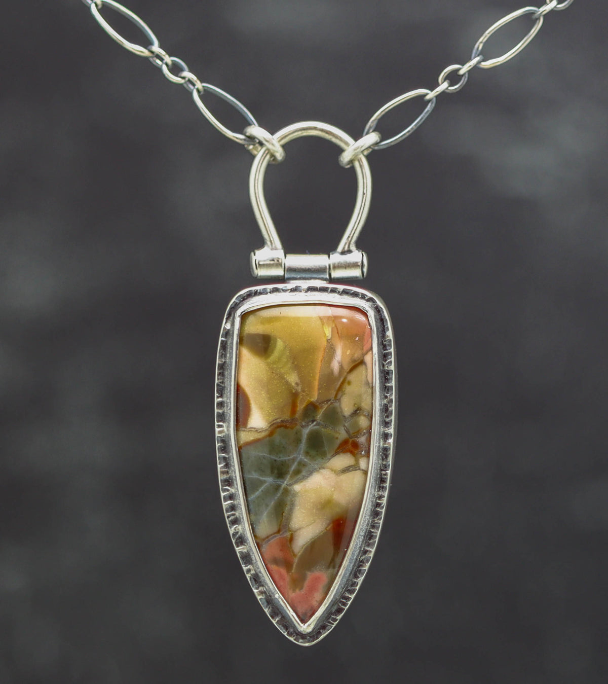 Brecciated Polychrome Jasper Pendant Necklace in Sterling Silver