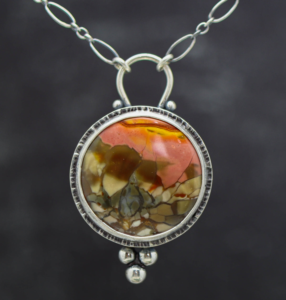 Brecciated Polychrome Jasper Pendant Necklace in Sterling Silver