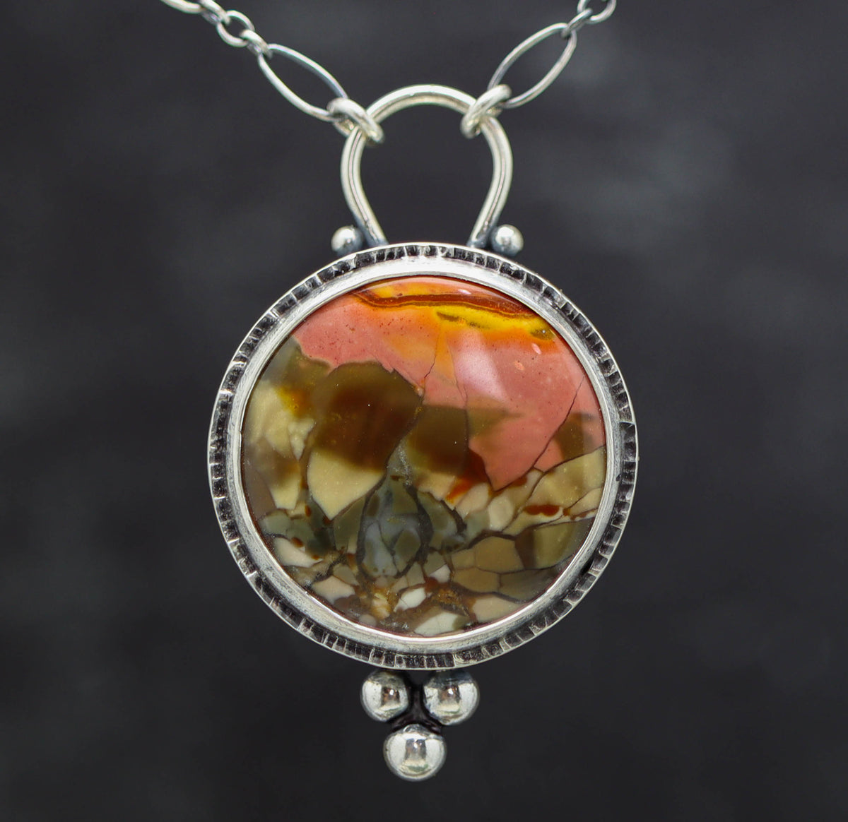 Brecciated Polychrome Jasper Pendant Necklace in Sterling Silver