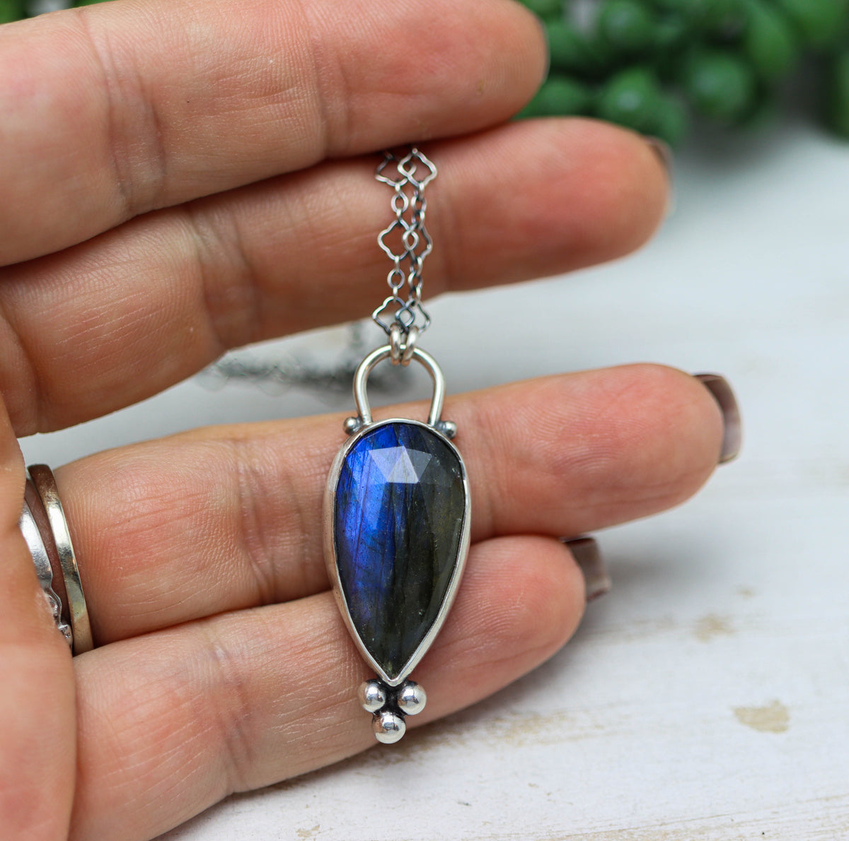 Labradorite Pendant Necklace in Sterling Silver