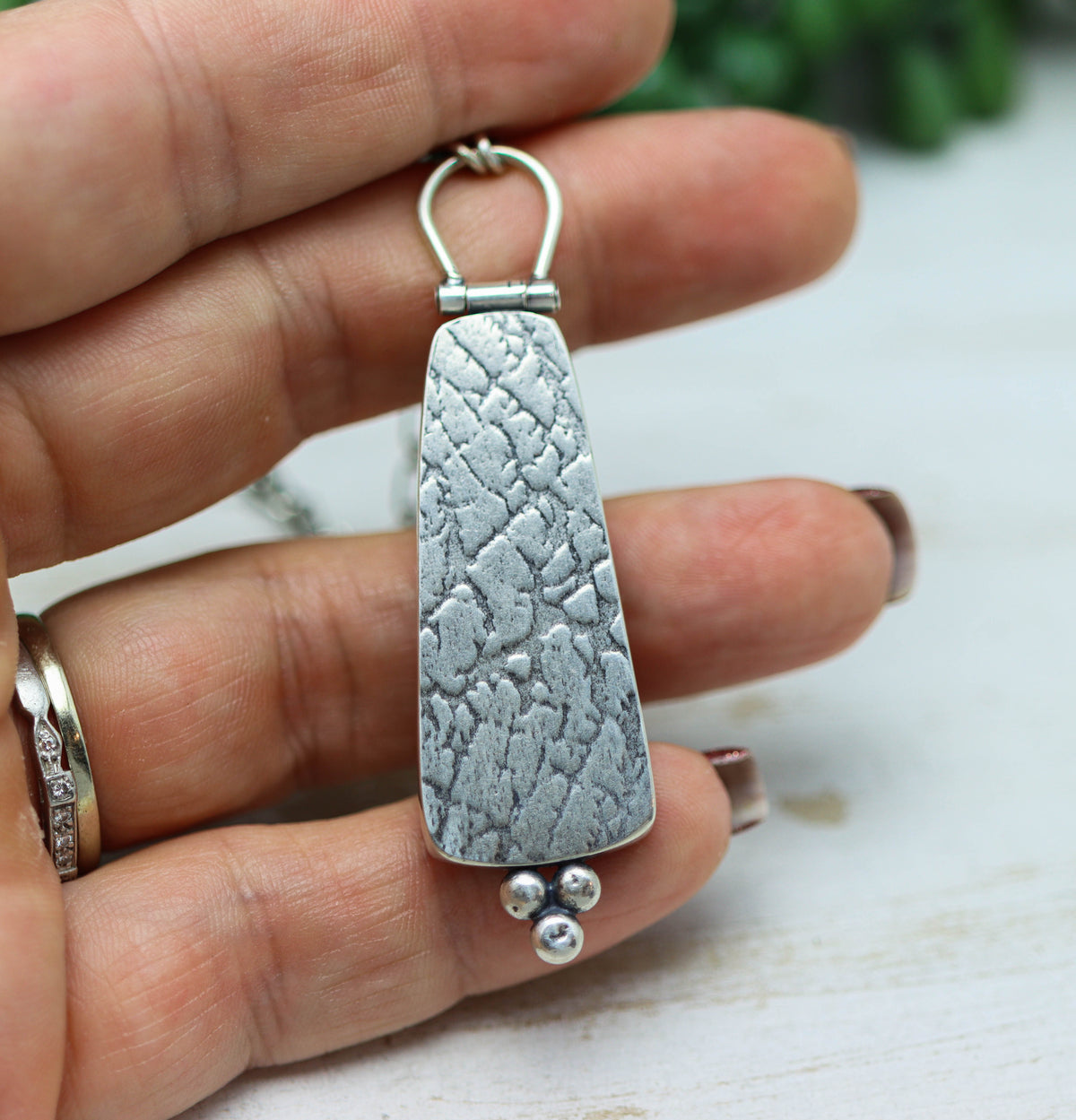 Opalized Petrified Wood Statement Pendant Necklace in Sterling Silver