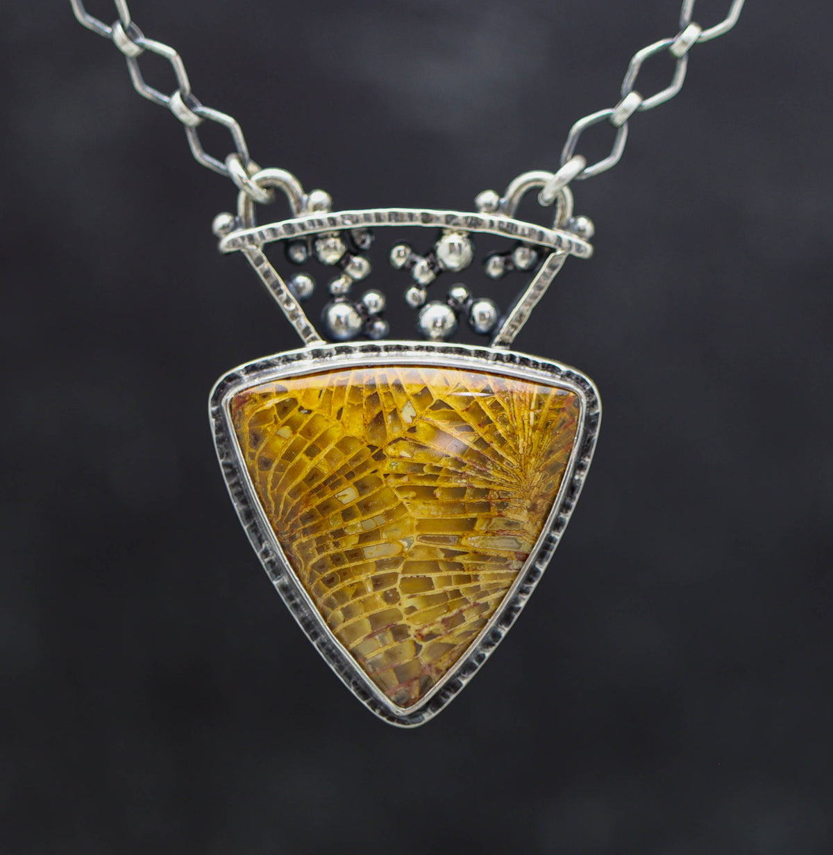 Fossilized Coral Pendant Necklace in Sterling Silver