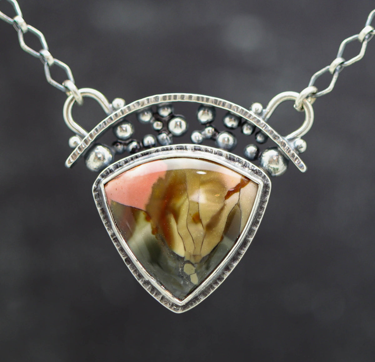Brecciated Polychrome Jasper Pendant Necklace in Sterling Silver