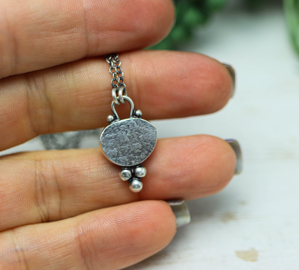 Ethiopian Black Opal Pendant Necklace in Sterling Silver
