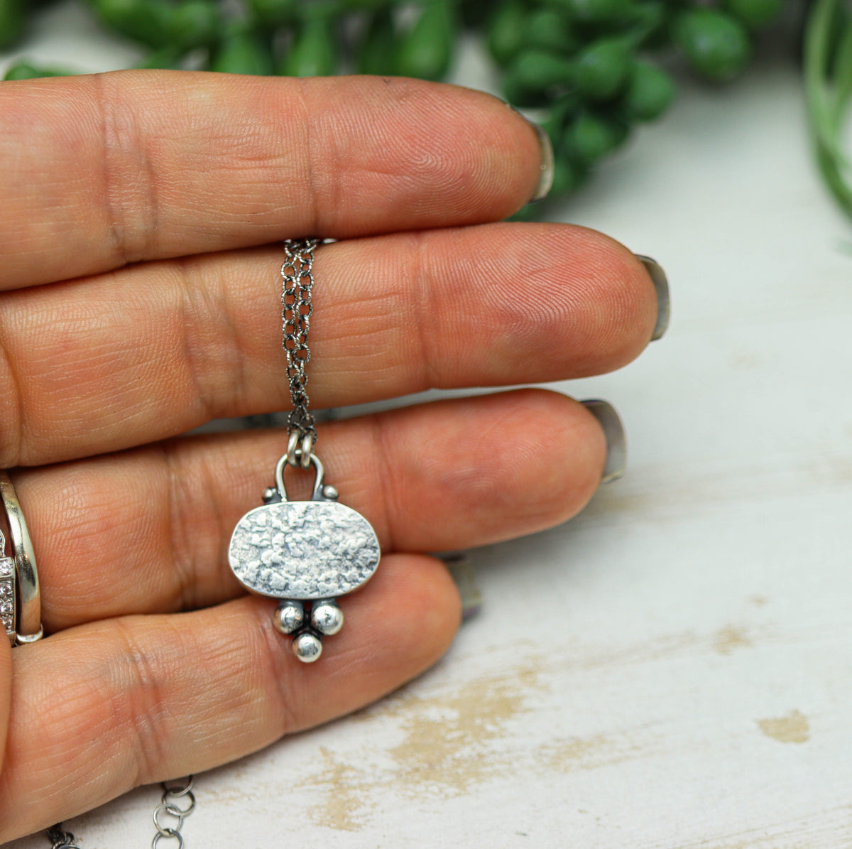 Ethiopian Black Opal Pendant Necklace in Sterling Silver