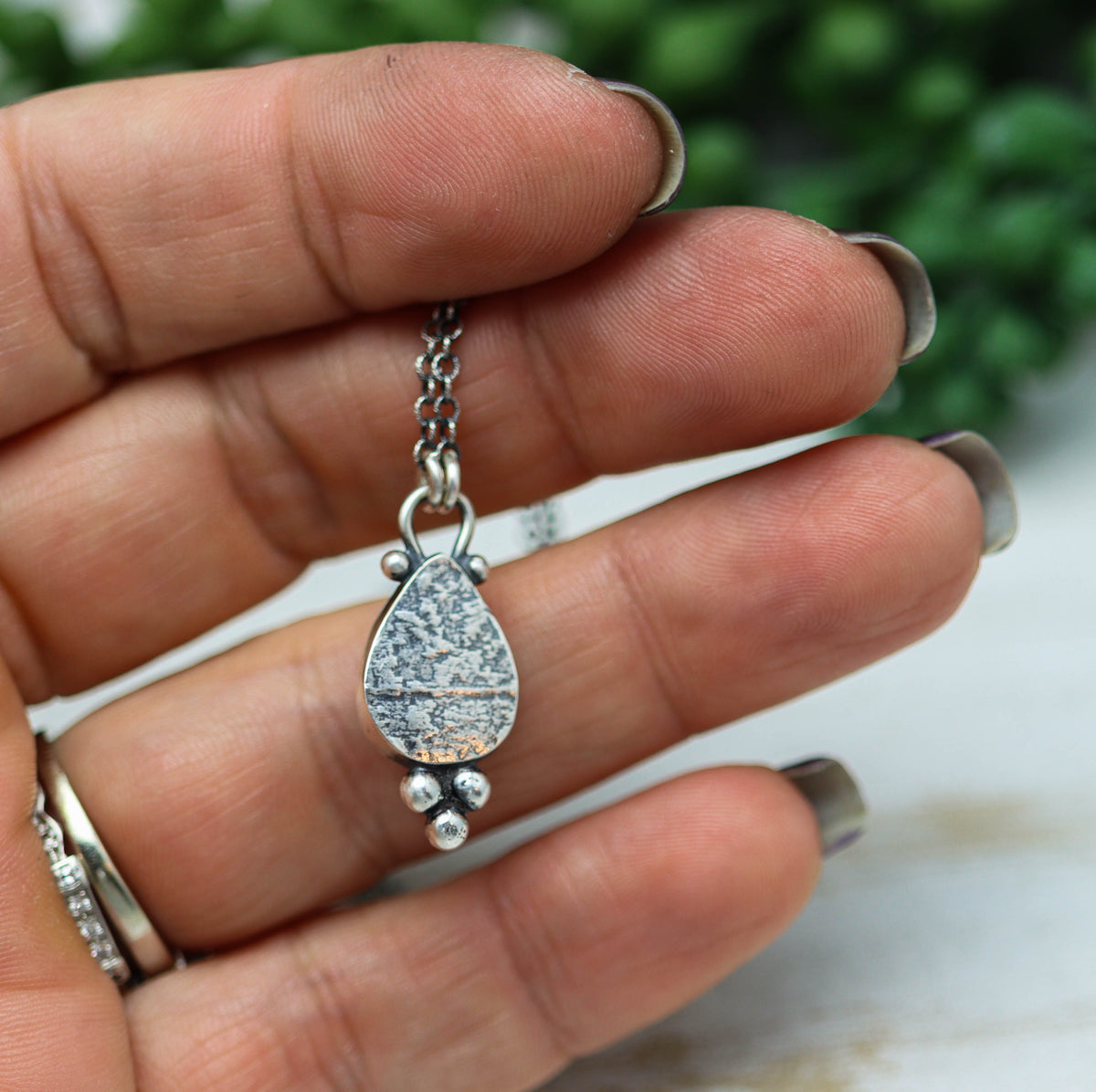 Ethiopian Black Opal Pendant Necklace in Sterling Silver