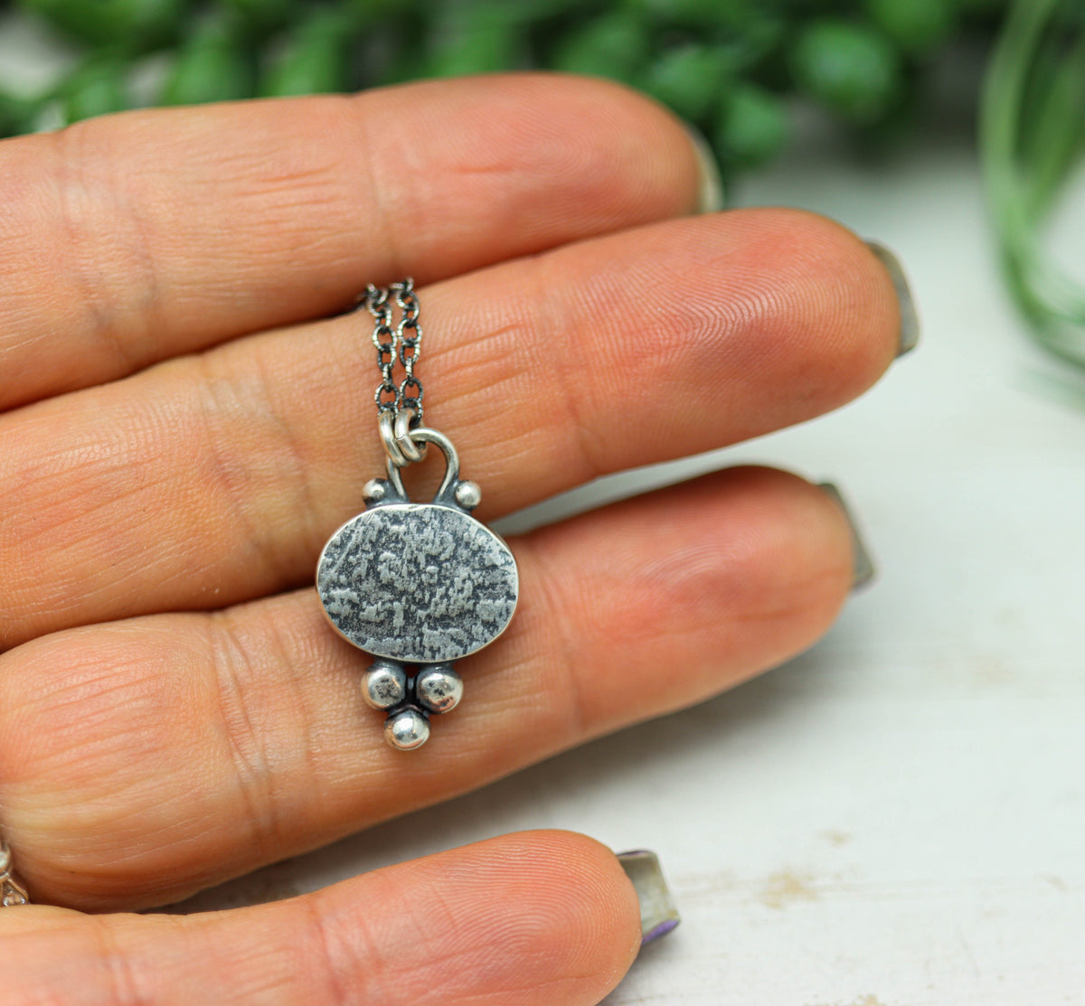 Ethiopian Black Opal Pendant Necklace in Sterling Silver