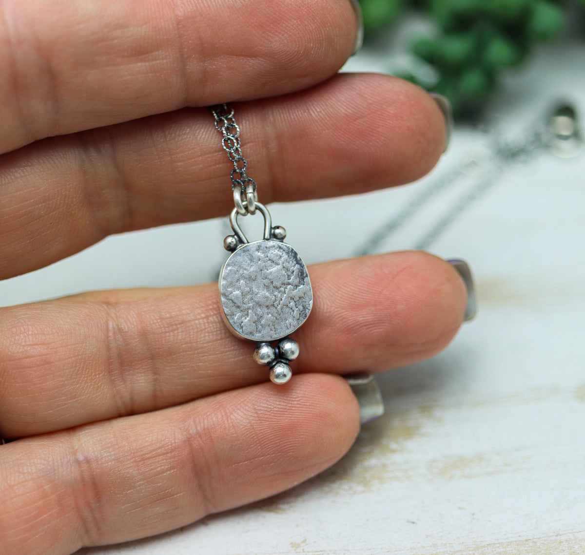 Ethiopian Black Opal Pendant Necklace in Sterling Silver