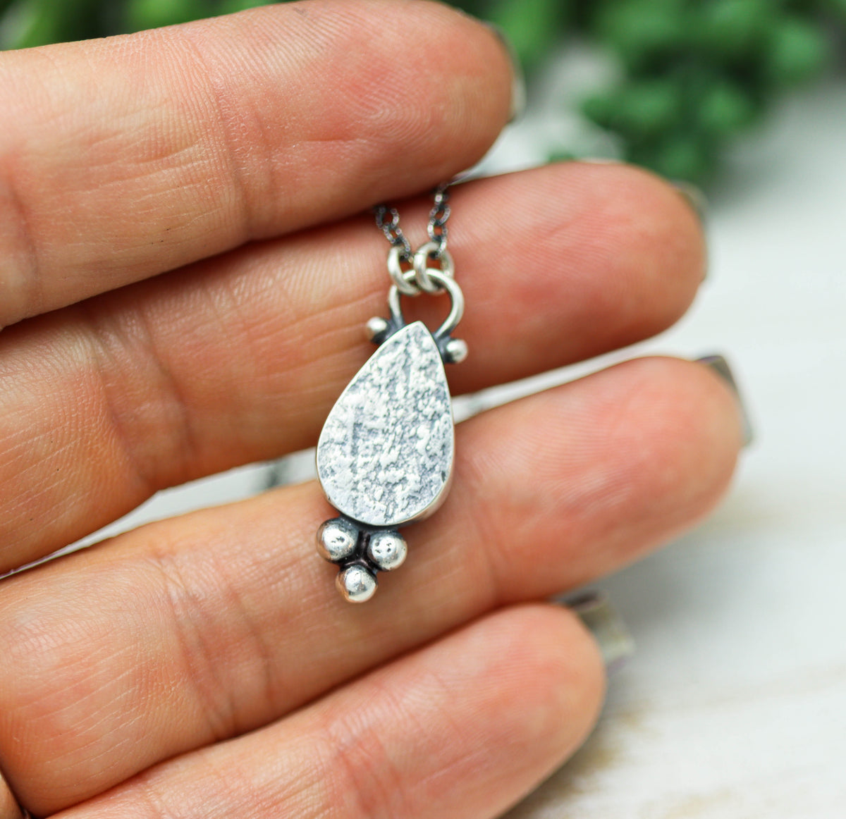 Ethiopian Black Opal Pendant Necklace in Sterling Silver