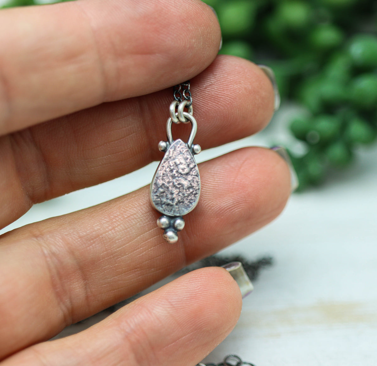 Mexican Fire Opal Petite Pendant Necklace in Sterling Silver
