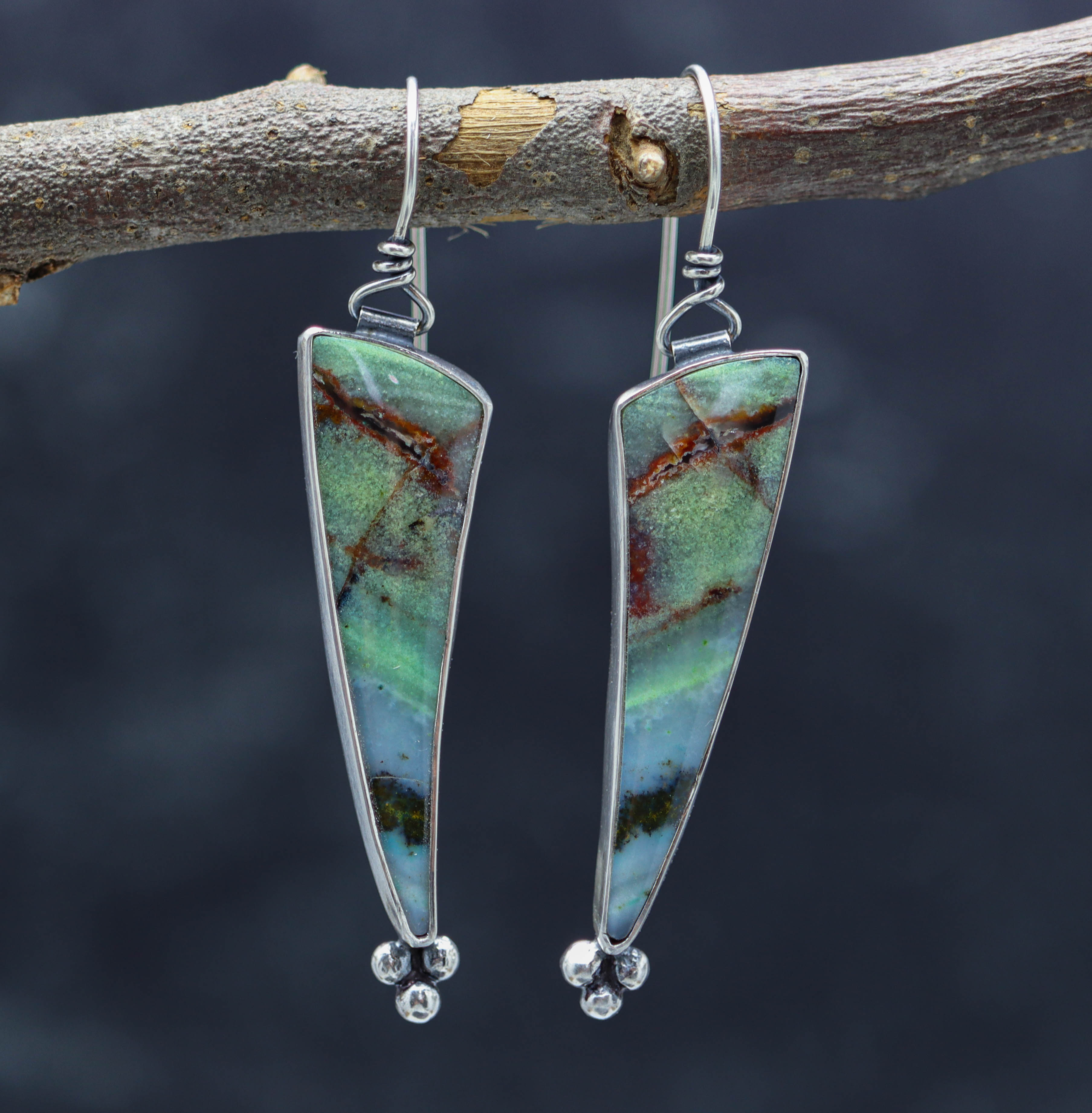 Opalized wood sold earrings. Sterling silver wood earrings