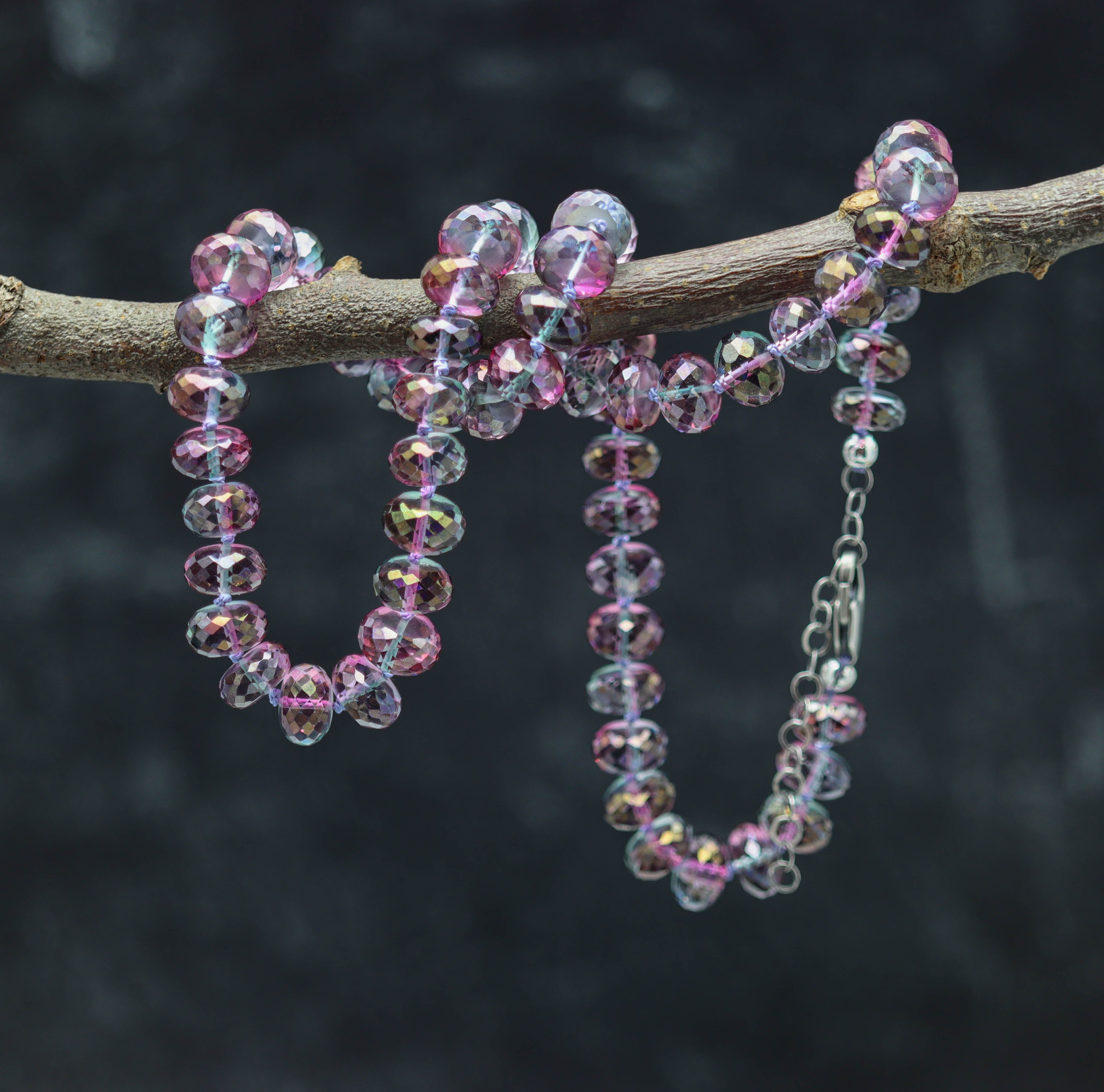 Blue purple and silver outlet beaded necklace