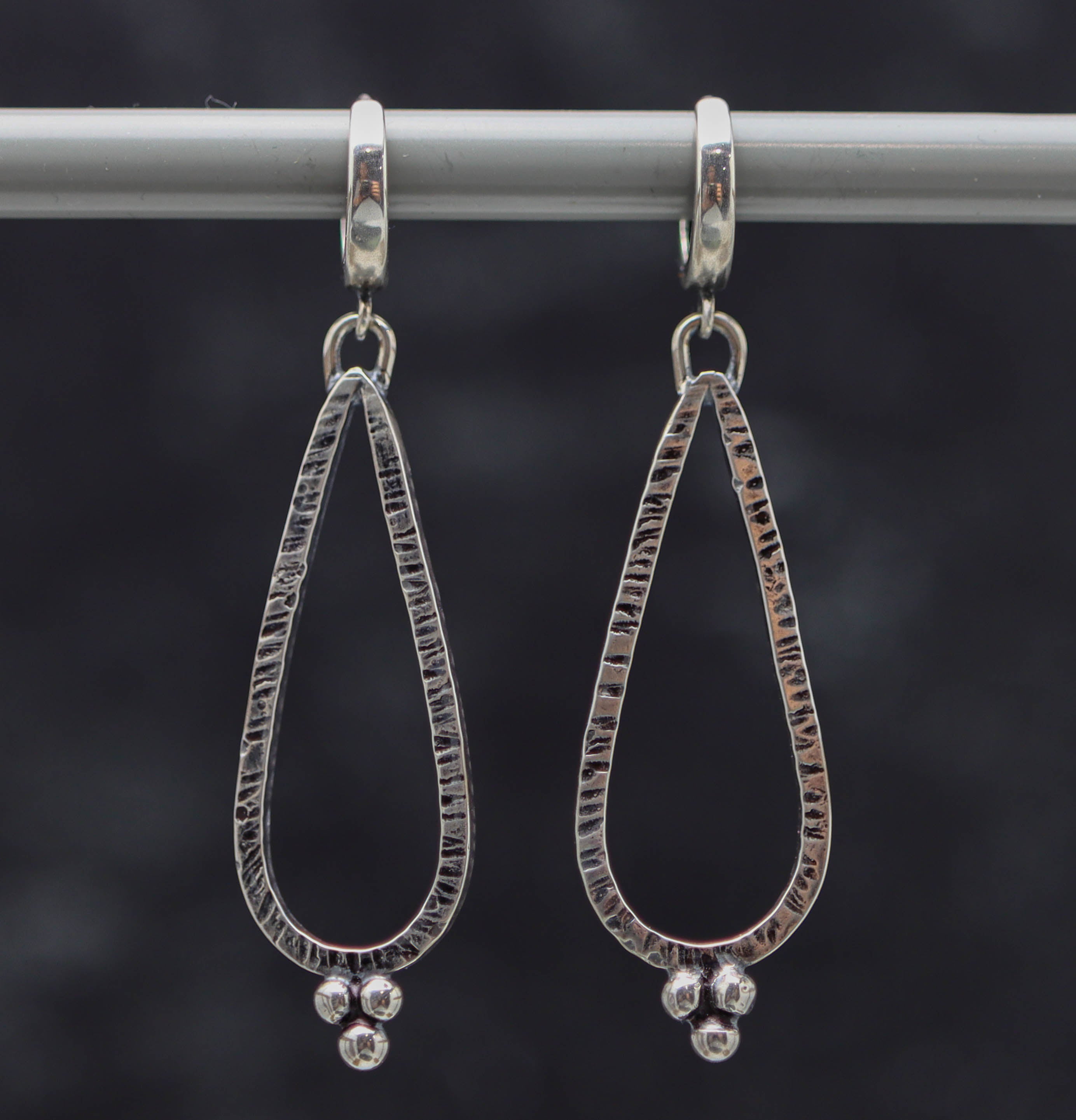 Granulated Teardrop Earrings in Sterling Silver Made To Order