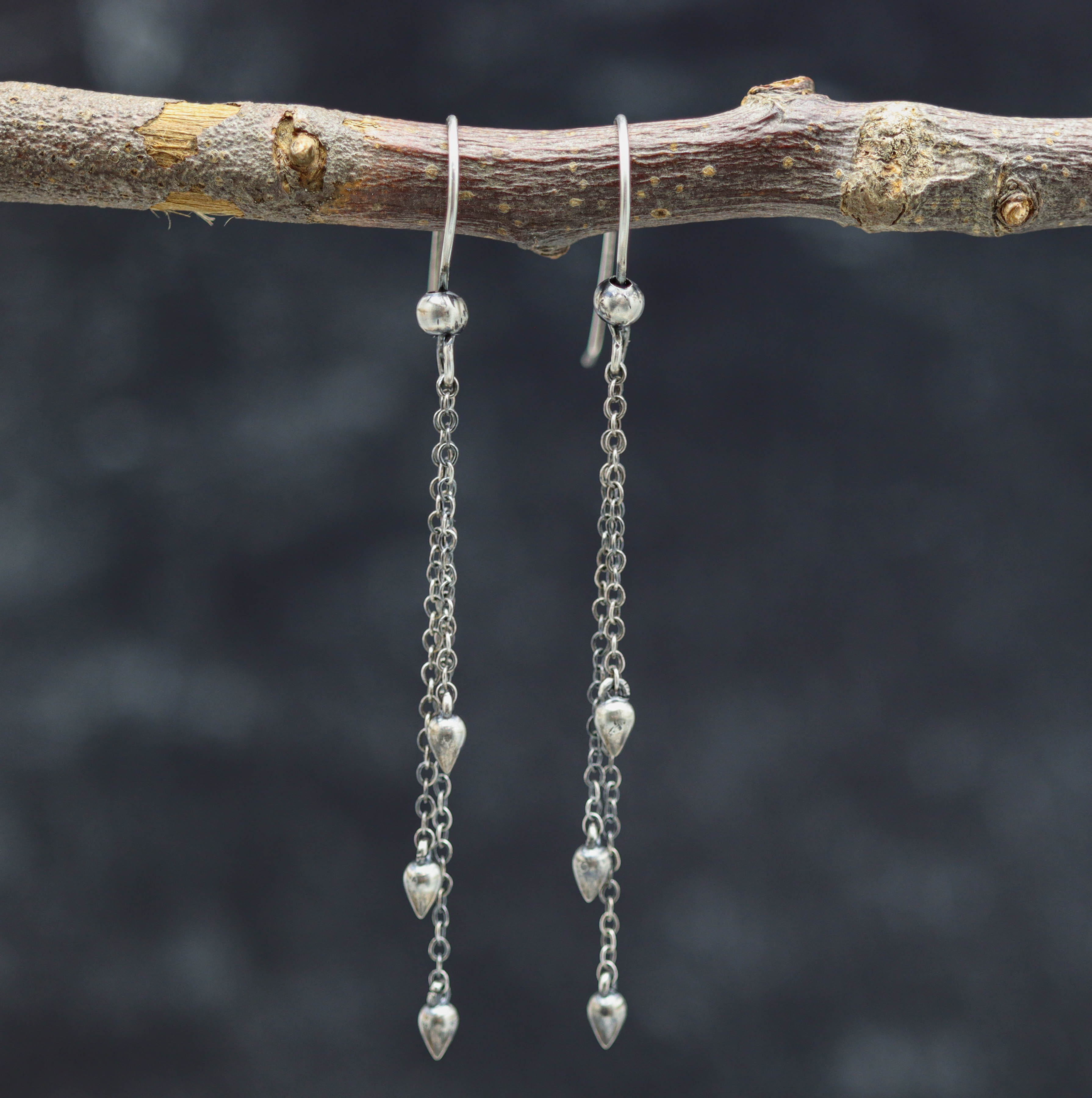 Silver Teardrops Dangle Earrings Sterling Silver