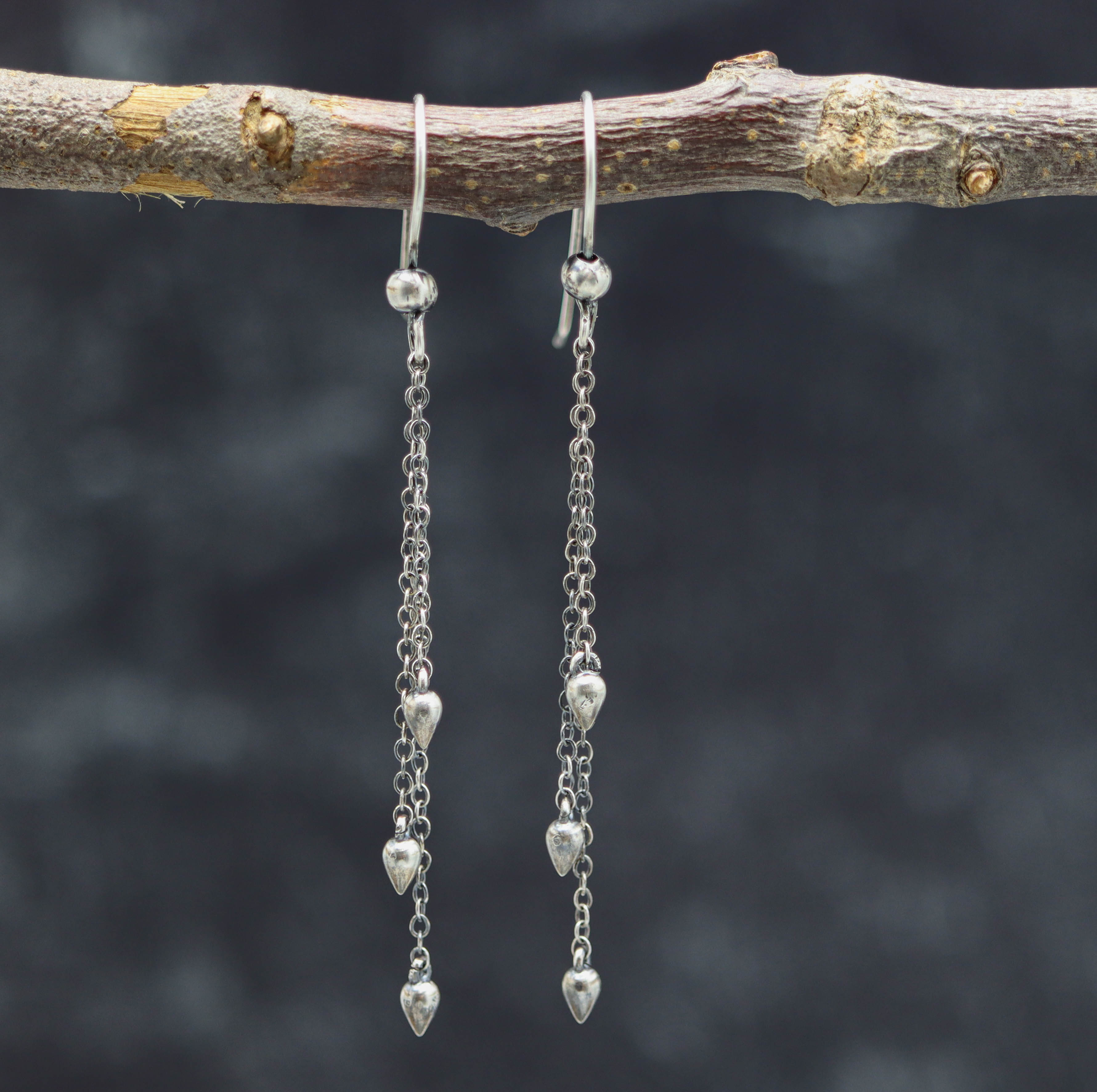 Silver Teardrops Dangle Earrings Sterling Silver