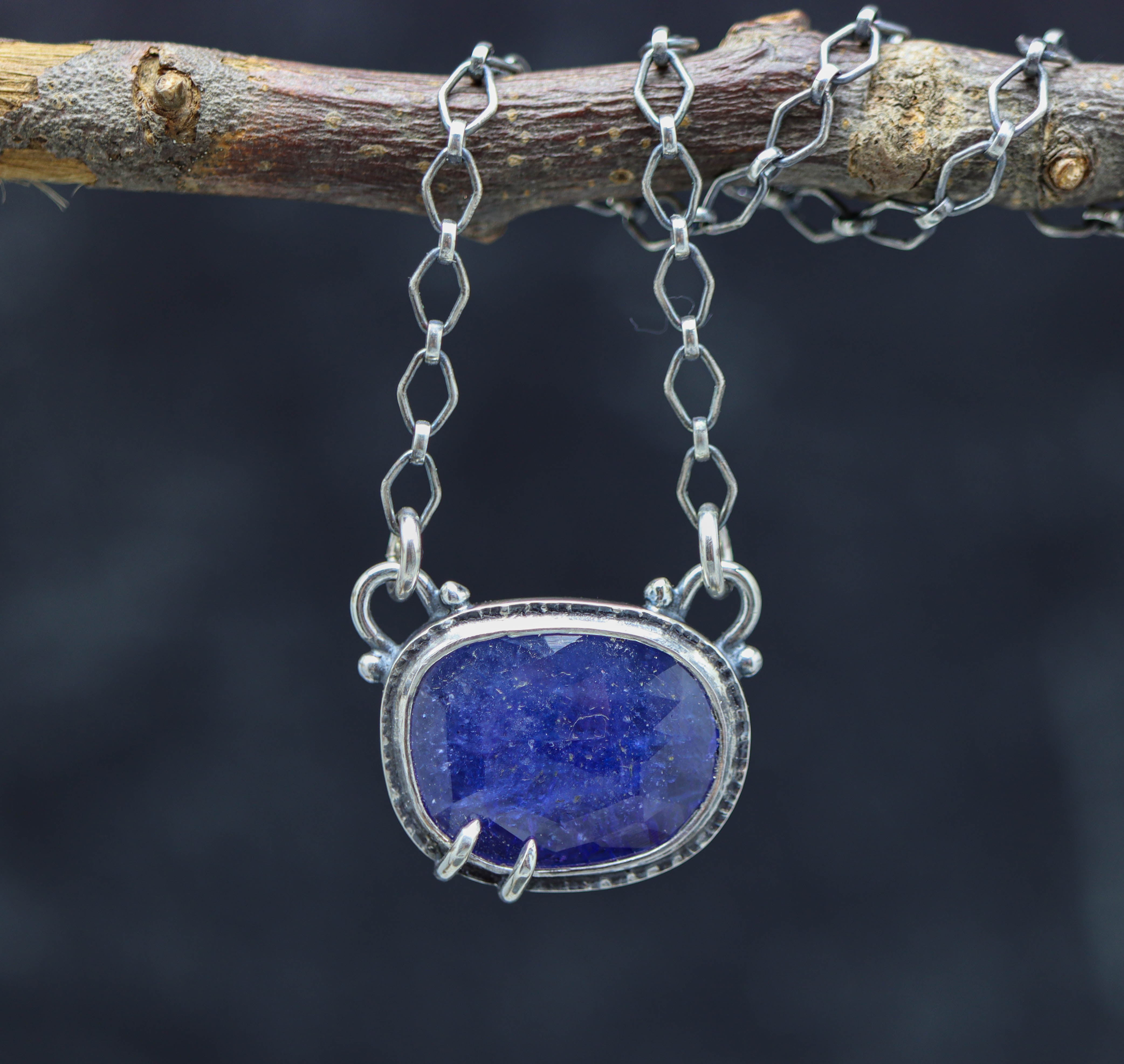 Tanzanite Pendant Sterling Silver One Of a Kind Gemstone Necklace