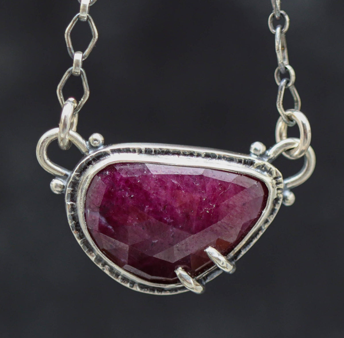 Ruby Pendant Sterling Silver One Of a Kind Gemstone Necklace