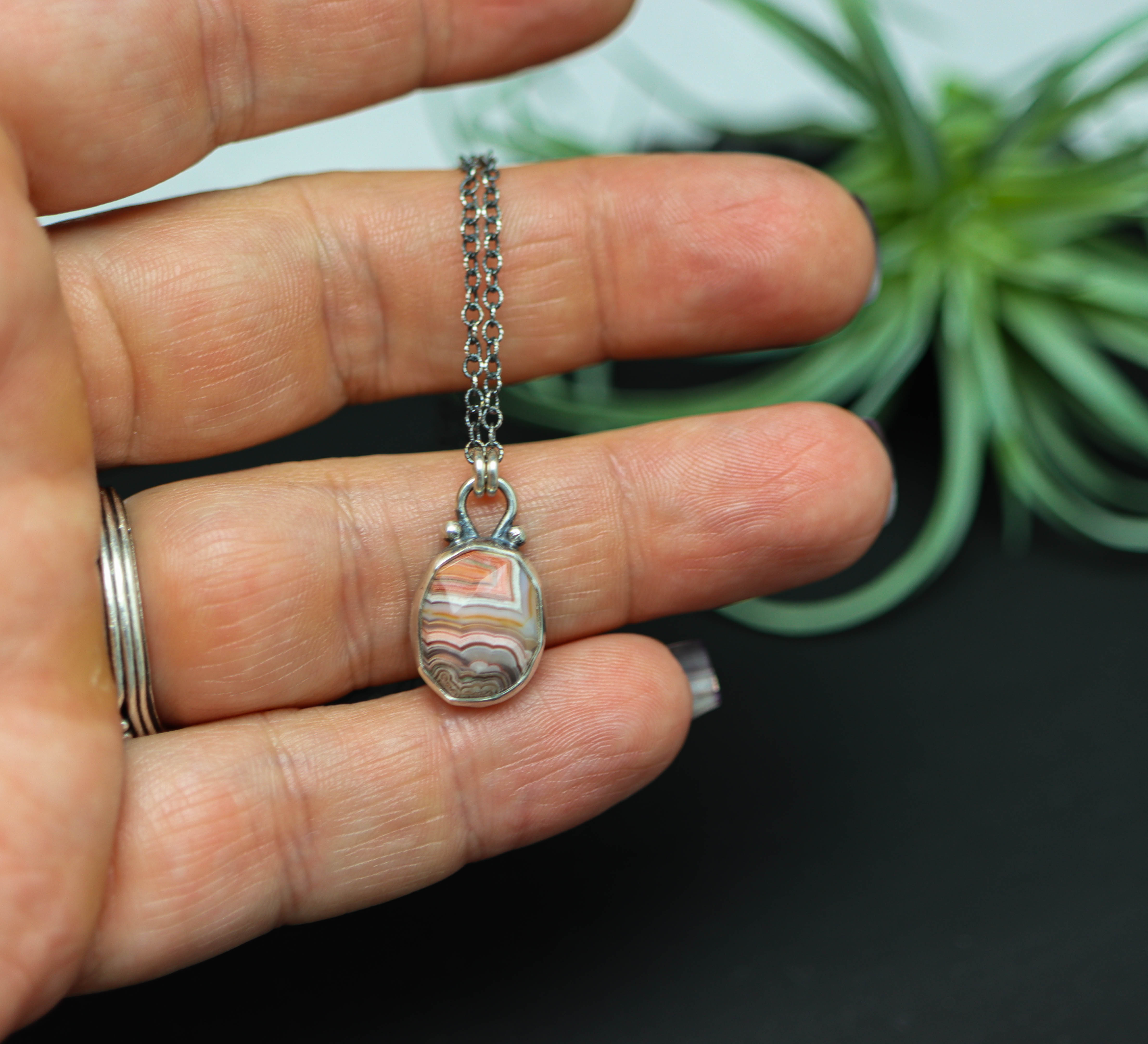 Laguna Agate Pendant Necklace Sterling Silver