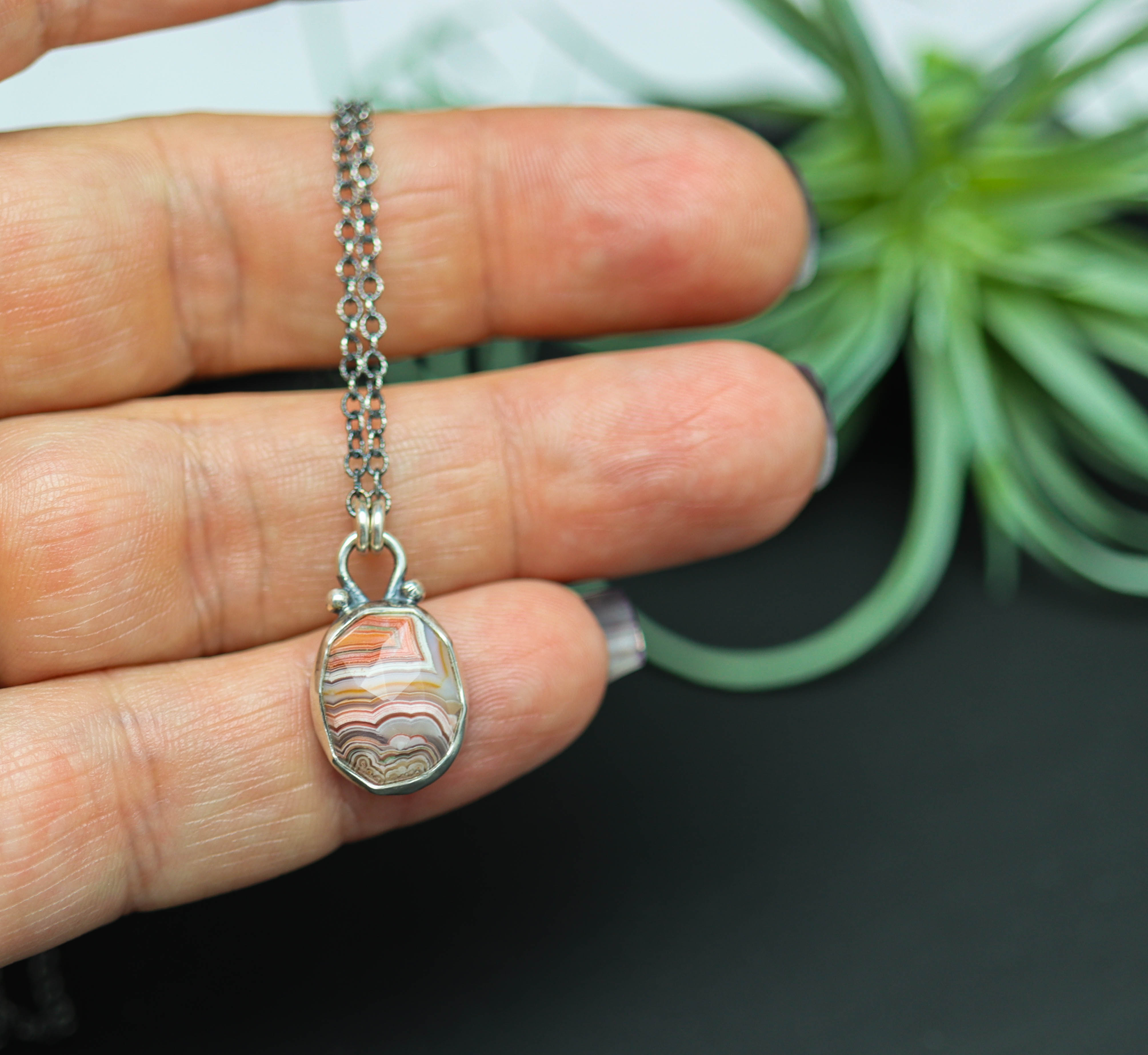 Laguna Agate Pendant Necklace Sterling Silver