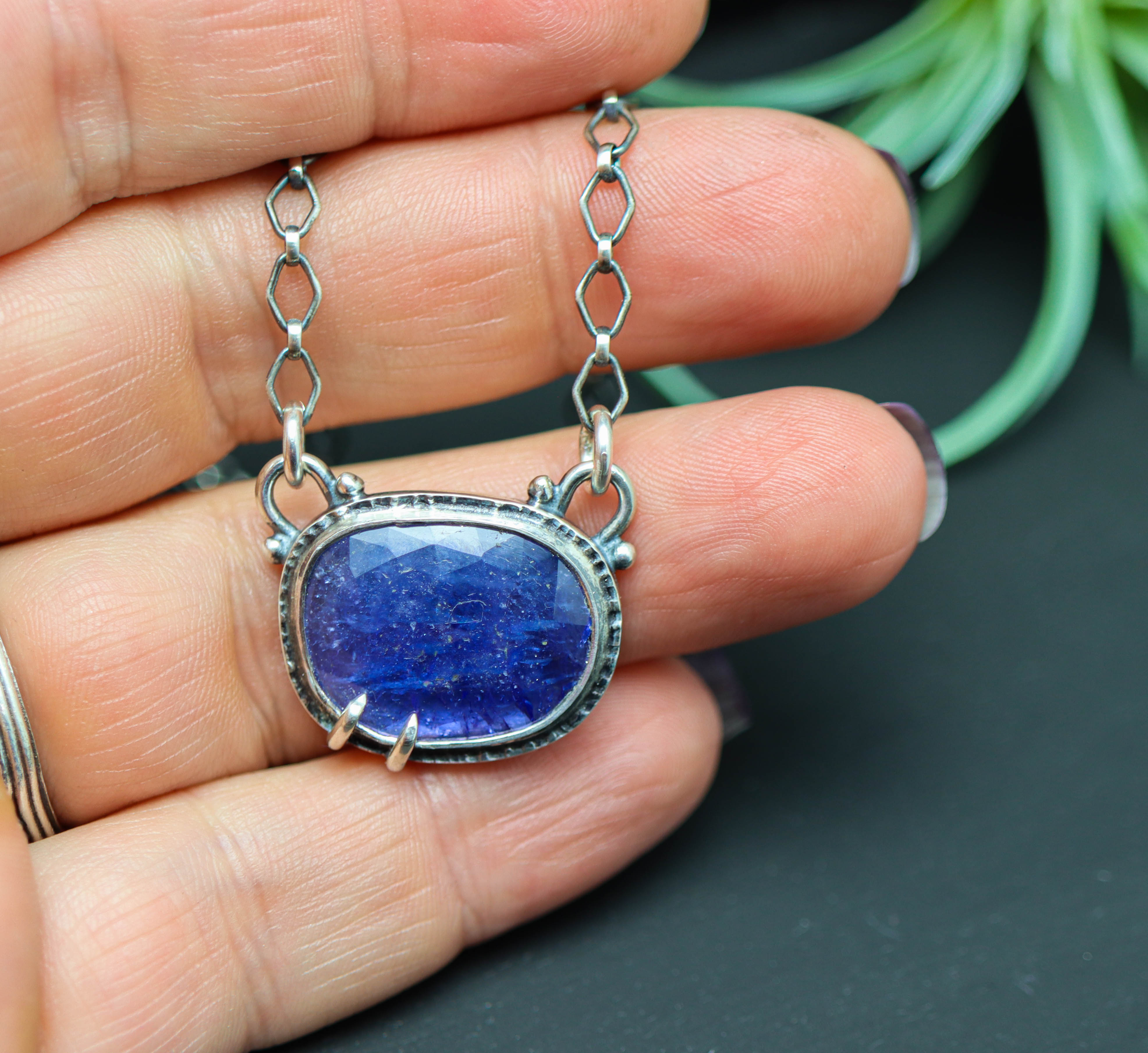 Tanzanite Pendant Sterling Silver One Of a Kind Gemstone Necklace