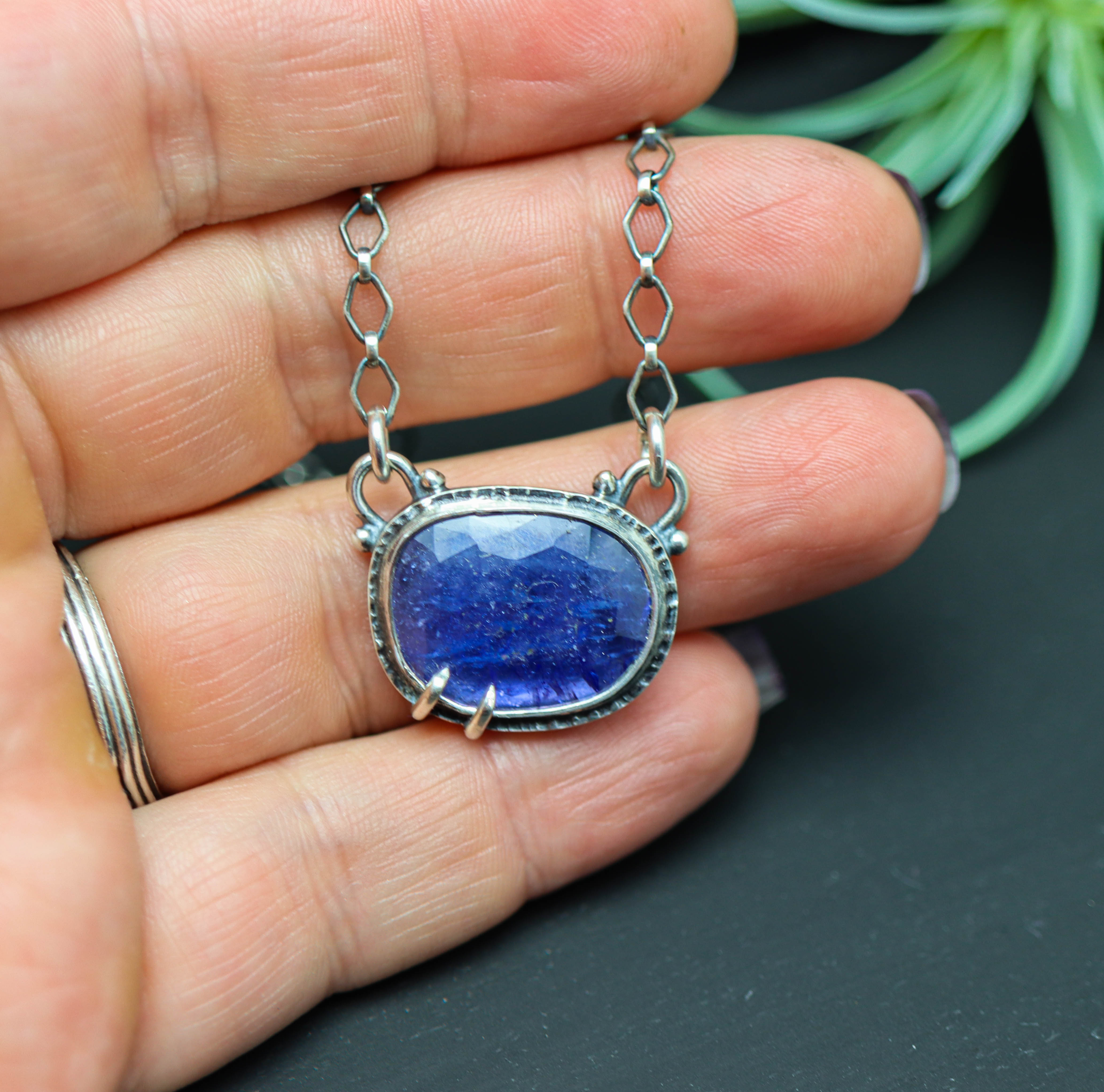 Tanzanite Pendant Sterling Silver One Of a Kind Gemstone Necklace