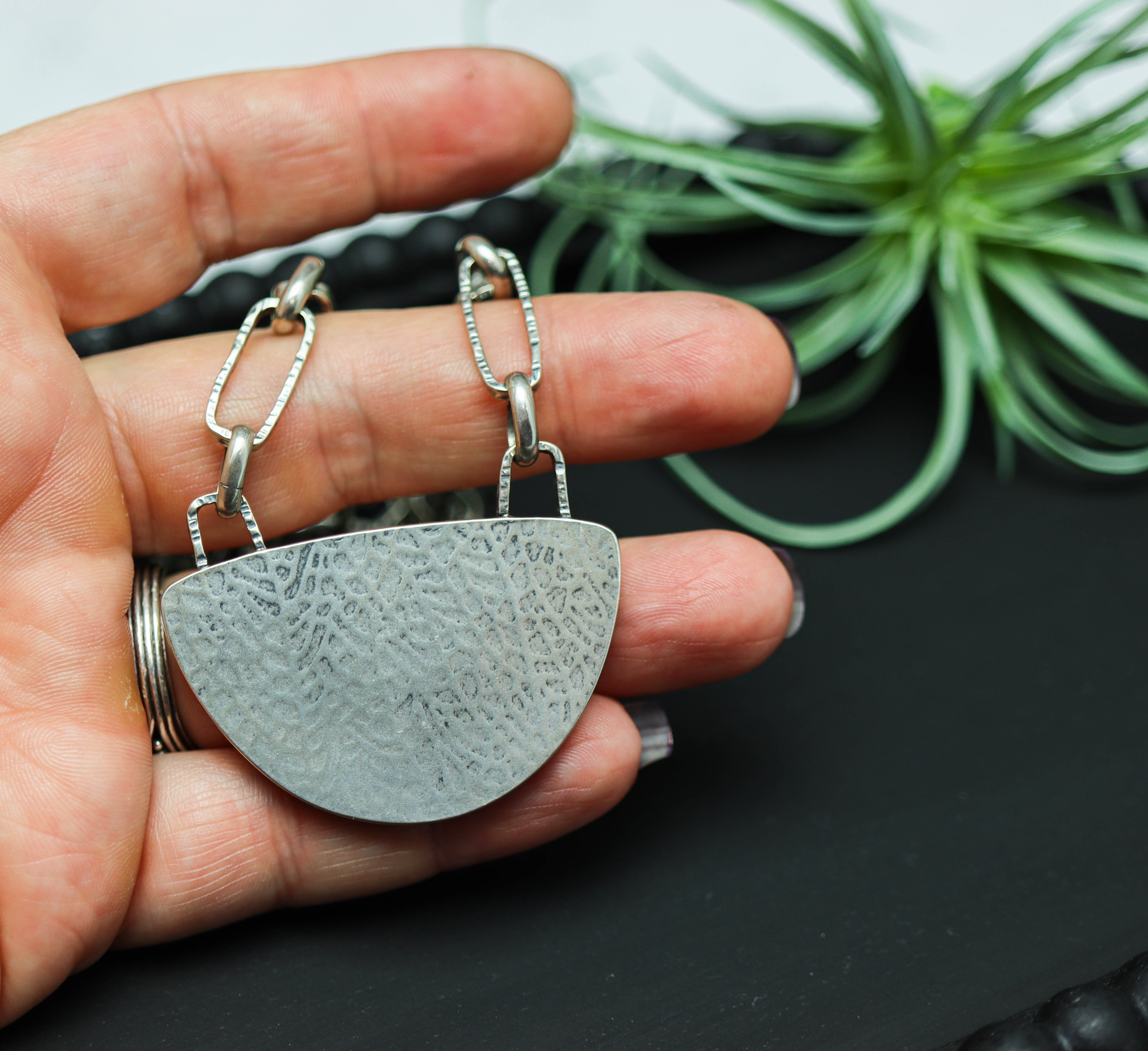 Opalized Petrified Wood Sterling Silver Statement Necklace