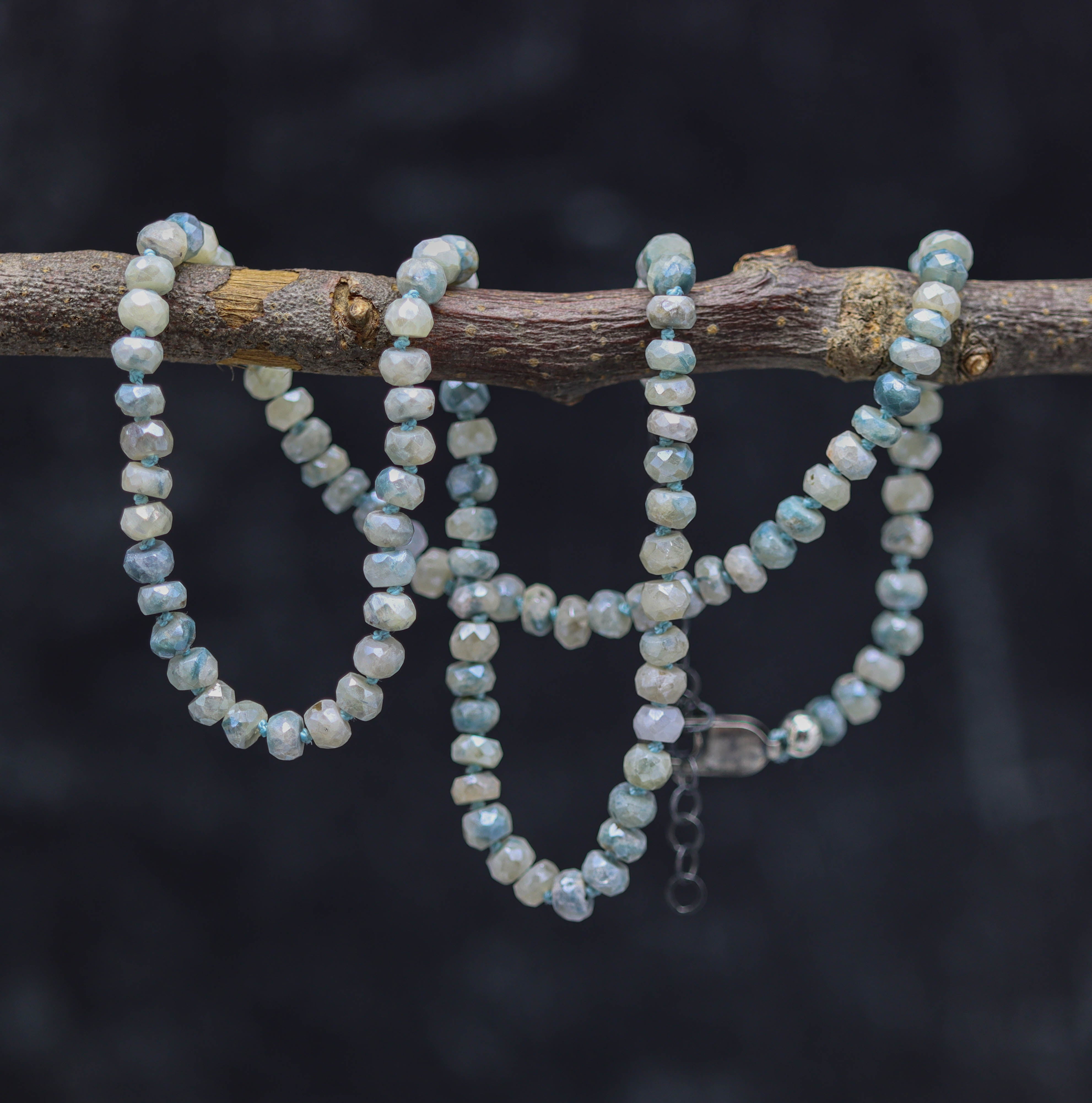 "Silverite" Hand Knotted Bead Necklace Sterling Silver