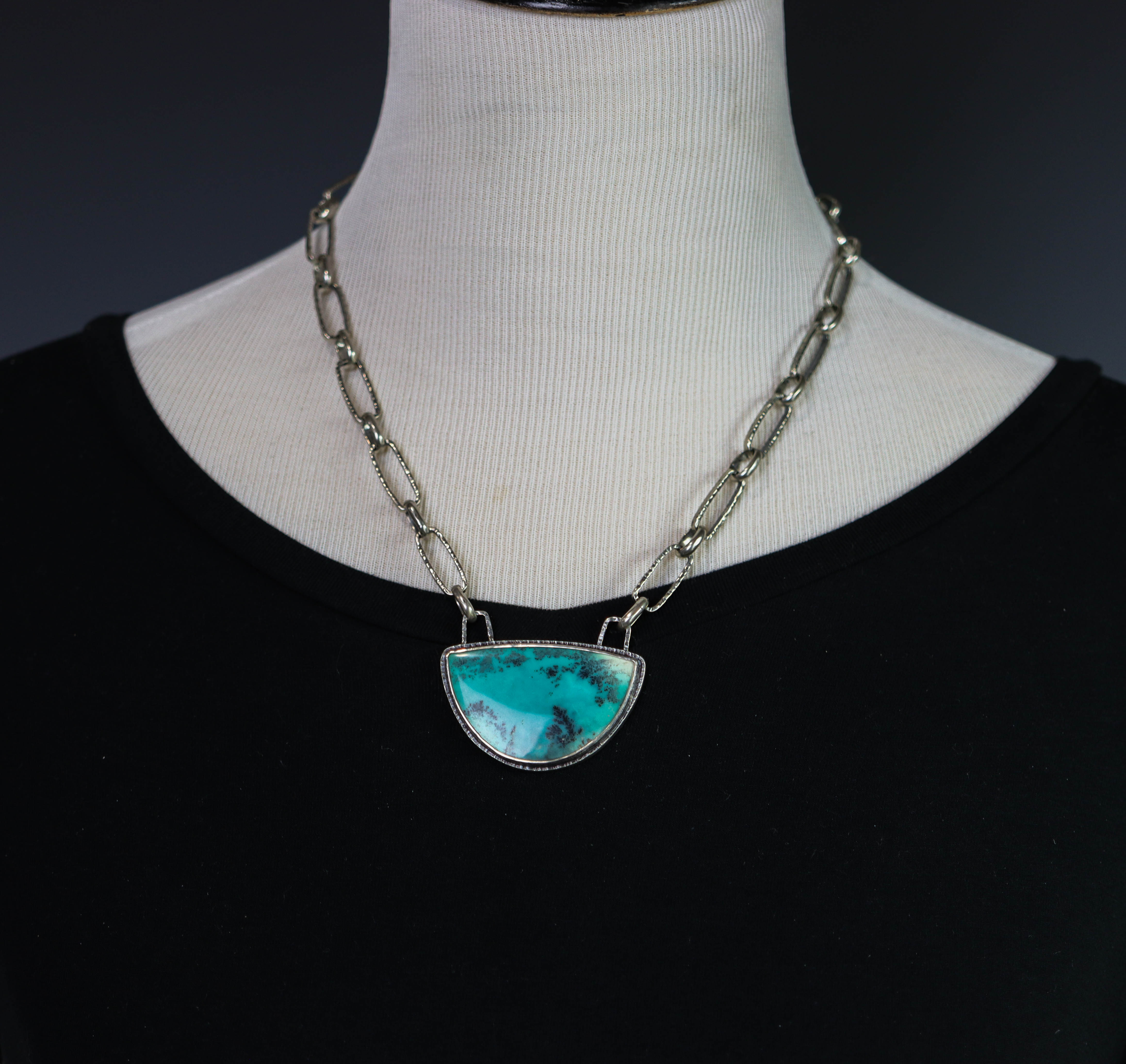 Opalized Petrified Wood Sterling Silver Statement Necklace