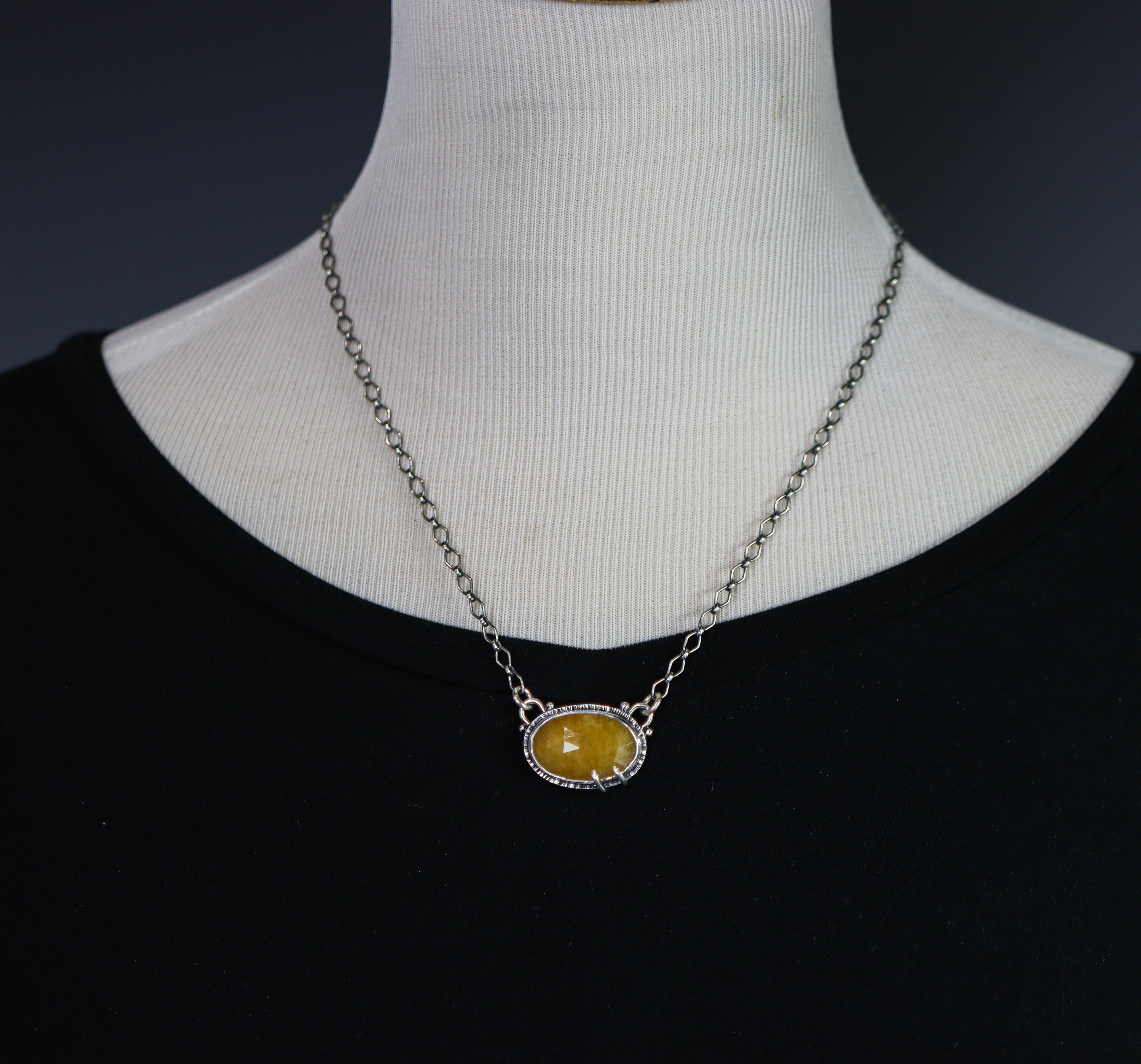 Yellow Sapphire Pendant Sterling Silver One Of a Kind Gemstone Necklace